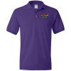 A purple G880 Jersey Polo Shirt with a small, colorful embroidered logo on the left chest. The shirt has a collar and two buttons. A New Orleans Bistro Restaurant near me